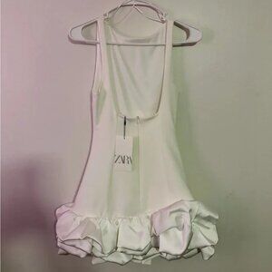 NEW ZARA FW24 VOLUMINOUS PLAYSUIT DRESS WHITE XL 8453/777 NWT